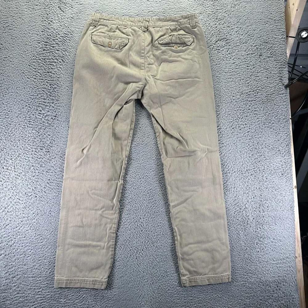 L.L.Bean Signature Pant Men 36x32 Beige Cotton Chino Straight Slim Preppy Career